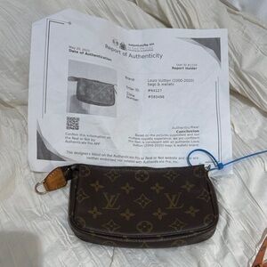 Louis Vuitton Monogram Brown Wristlet clutch mini bag accessory bag